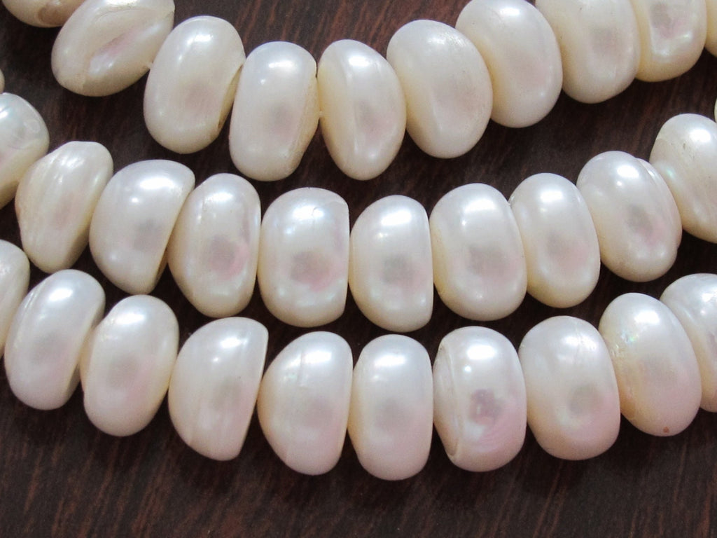 20 BEADS - Natural freshwater cultured cultured pearl rondelle shape beads - PL017