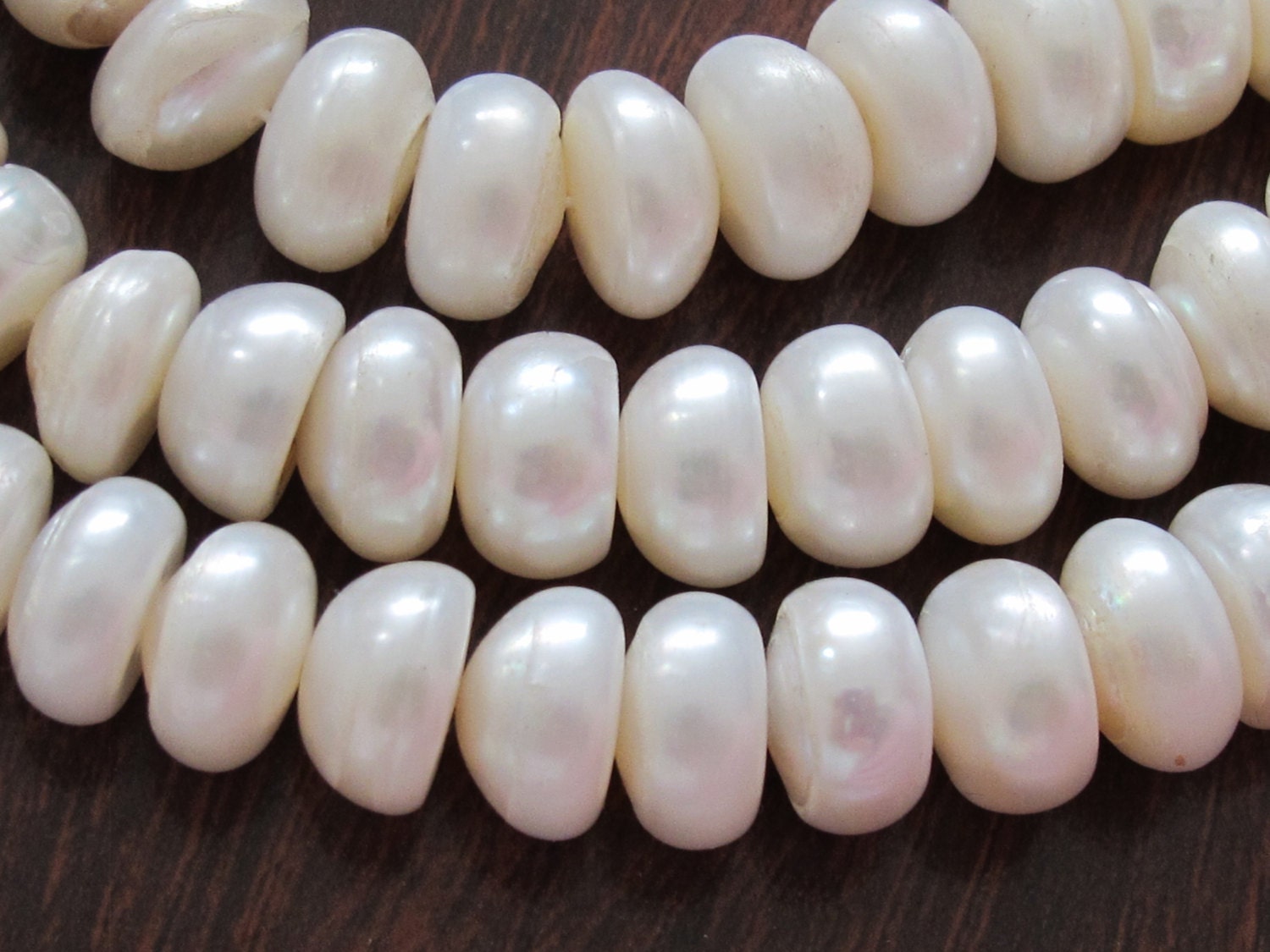 20 BEADS - Natural freshwater cultured cultured pearl rondelle shape beads - PL017