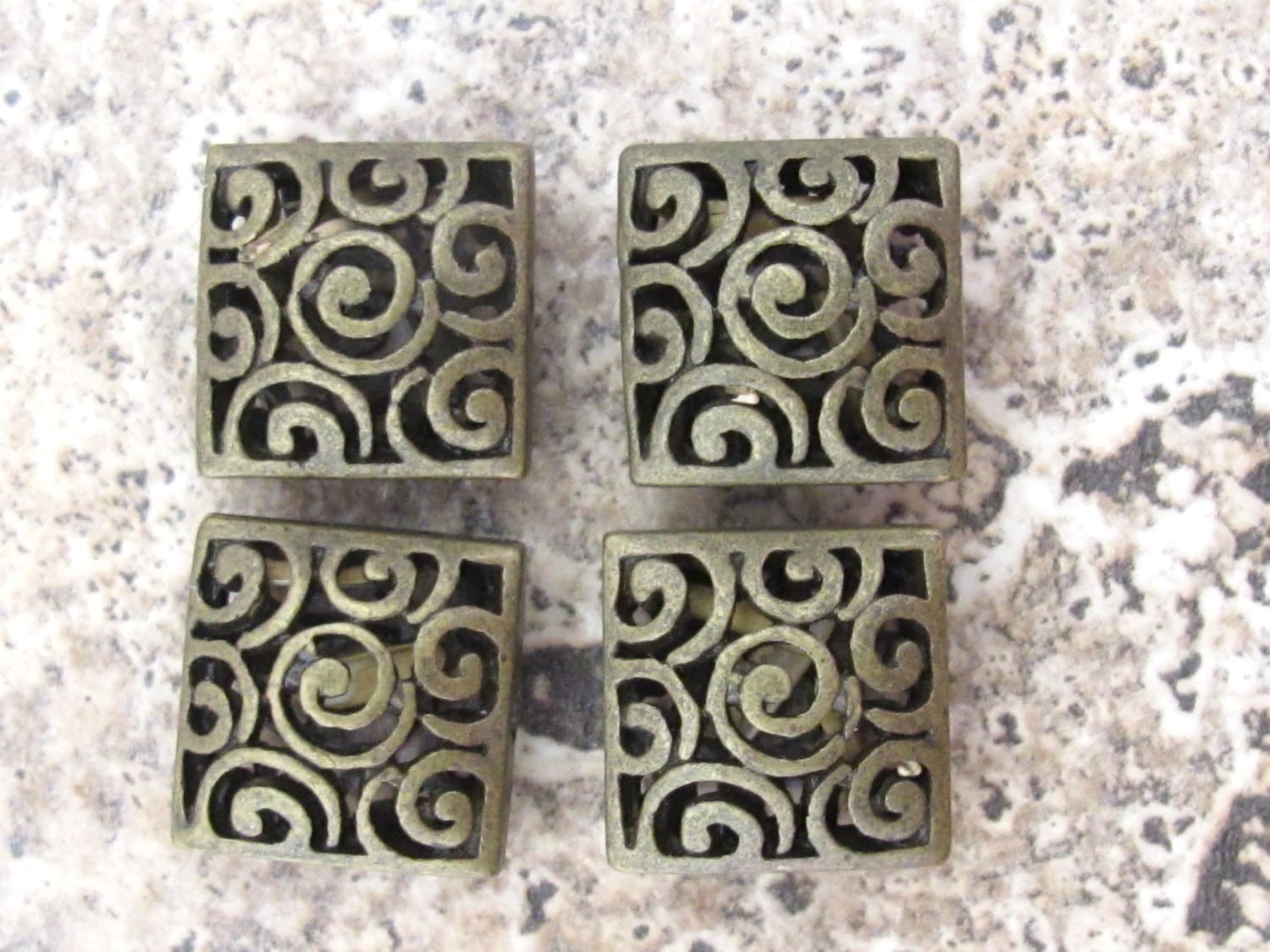 2 BEADS - Brass cut spiral filigree design beads - BD506