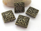 2 BEADS - Brass cut spiral filigree design beads - BD506