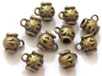 4 BEADS - Floral design Bronze connector bail beads - BD509