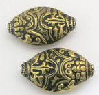 Extra large elliptical oval shape dual sided Tibetan brass bead with floral repousse - 1 bead - BD515