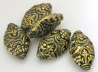 Extra large elliptical oval shape dual sided Tibetan brass bead with floral repousse - 1 bead - BD515