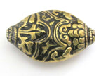 Extra large elliptical oval shape dual sided Tibetan brass bead with floral repousse - 1 bead - BD515