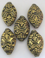 Extra large elliptical oval shape dual sided Tibetan brass bead with floral repousse - 1 bead - BD515
