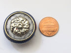 1 BEAD - Reversible Tibetan white crackle resin bead with lapis and brass inlay and silver star floral design - BD519E