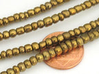 1 FULL STRAND 24 inches long - Ghana gold brass color african glass beads - 175 plus beads - AB003