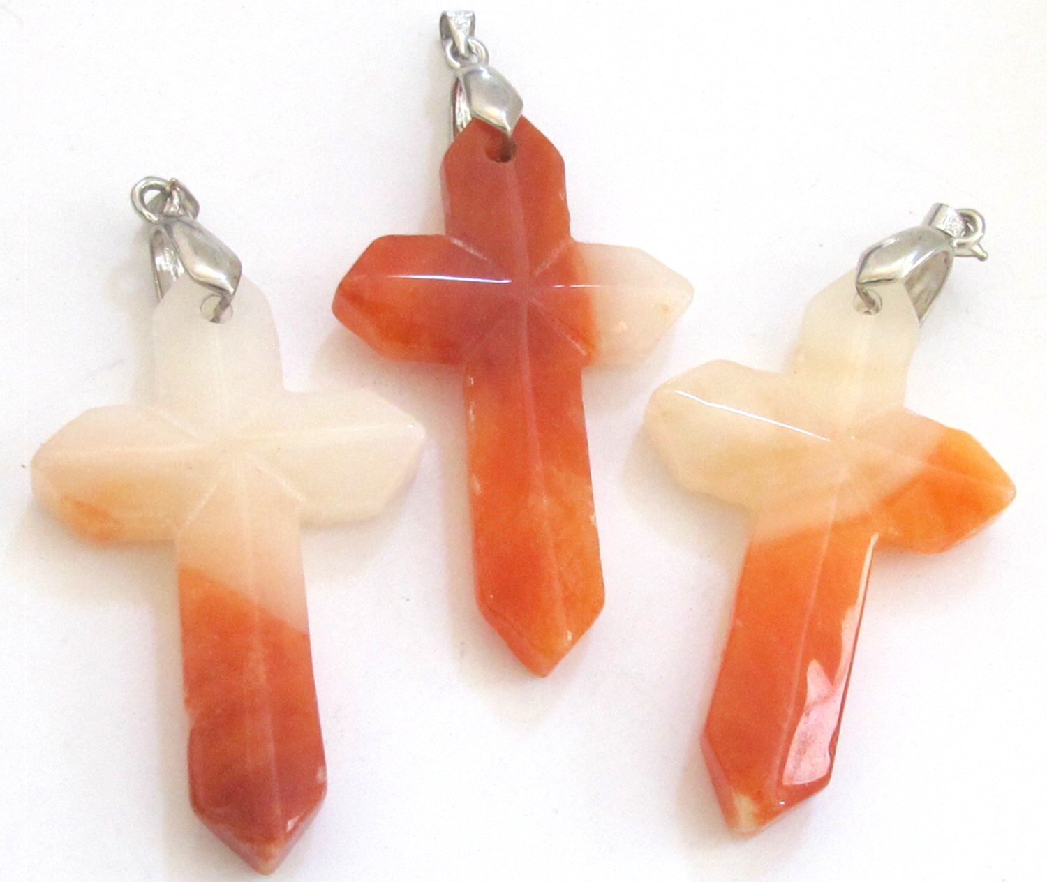 1 pendant - Brown white color cross gemstone pendant - PM206A