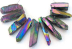 10 BEADS - Mystic peacock blue purple titanium quartz points - GM270