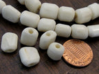 8 Beads - old barrel shape cream color bone beads - BD226