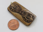 1 Pendant - Large Carved Tibetan Vajra Dorje rectangular convex bar shape recycled cattle bone pendant - PB072