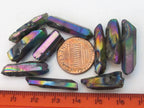 10 BEADS - Mystic peacock blue purple titanium quartz points - GM270