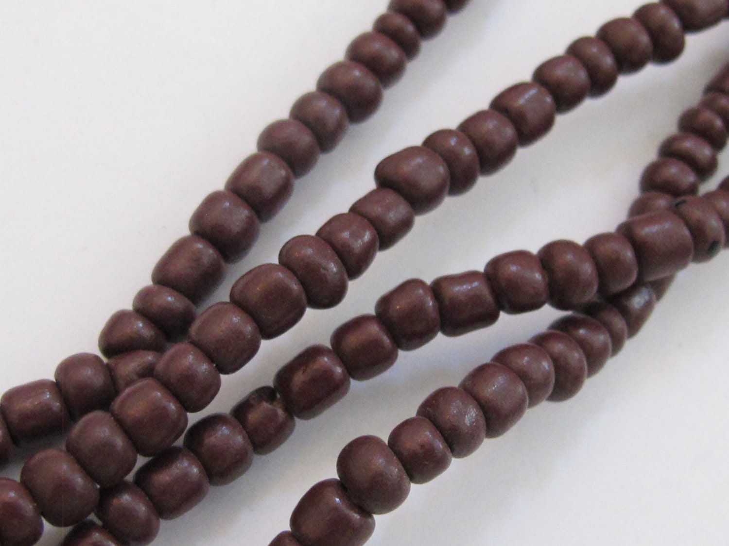 50 BEADS - Xtra Small size Tiny Ghana earthy brown color african Glass beads - AB013