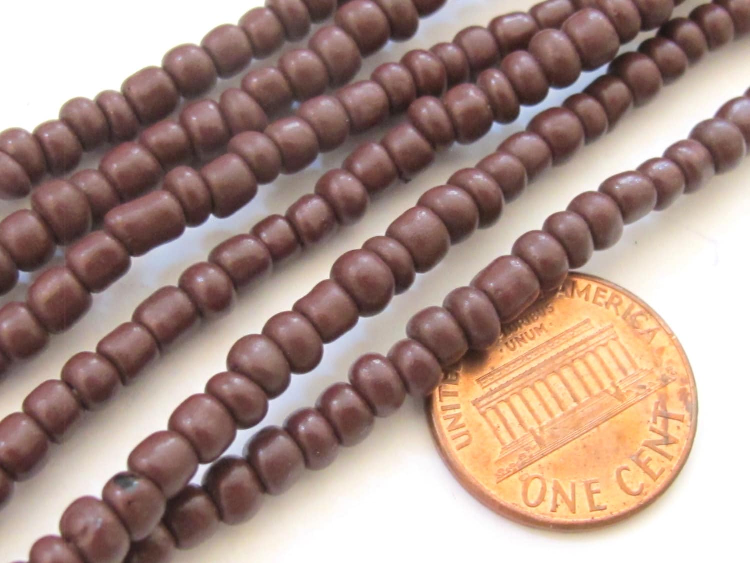 50 BEADS - Xtra Small size Tiny Ghana earthy brown color african Glass beads - AB013