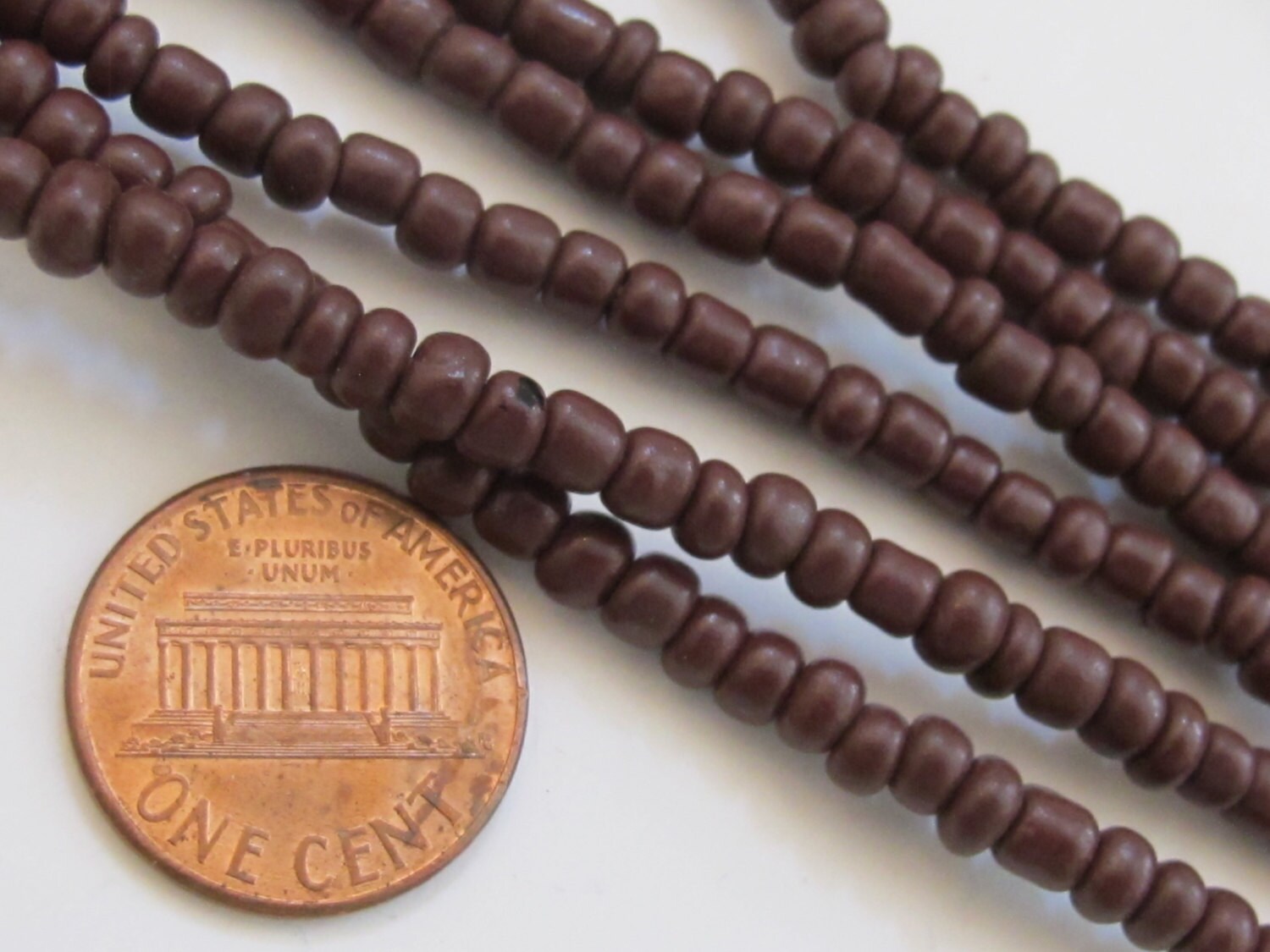 50 BEADS - Xtra Small size Tiny Ghana earthy brown color african Glass beads - AB013