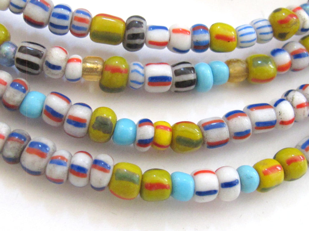 50 BEADS - Mix african Ghana Glass beads small tiny glass beads 3 to 4 mm - AB015