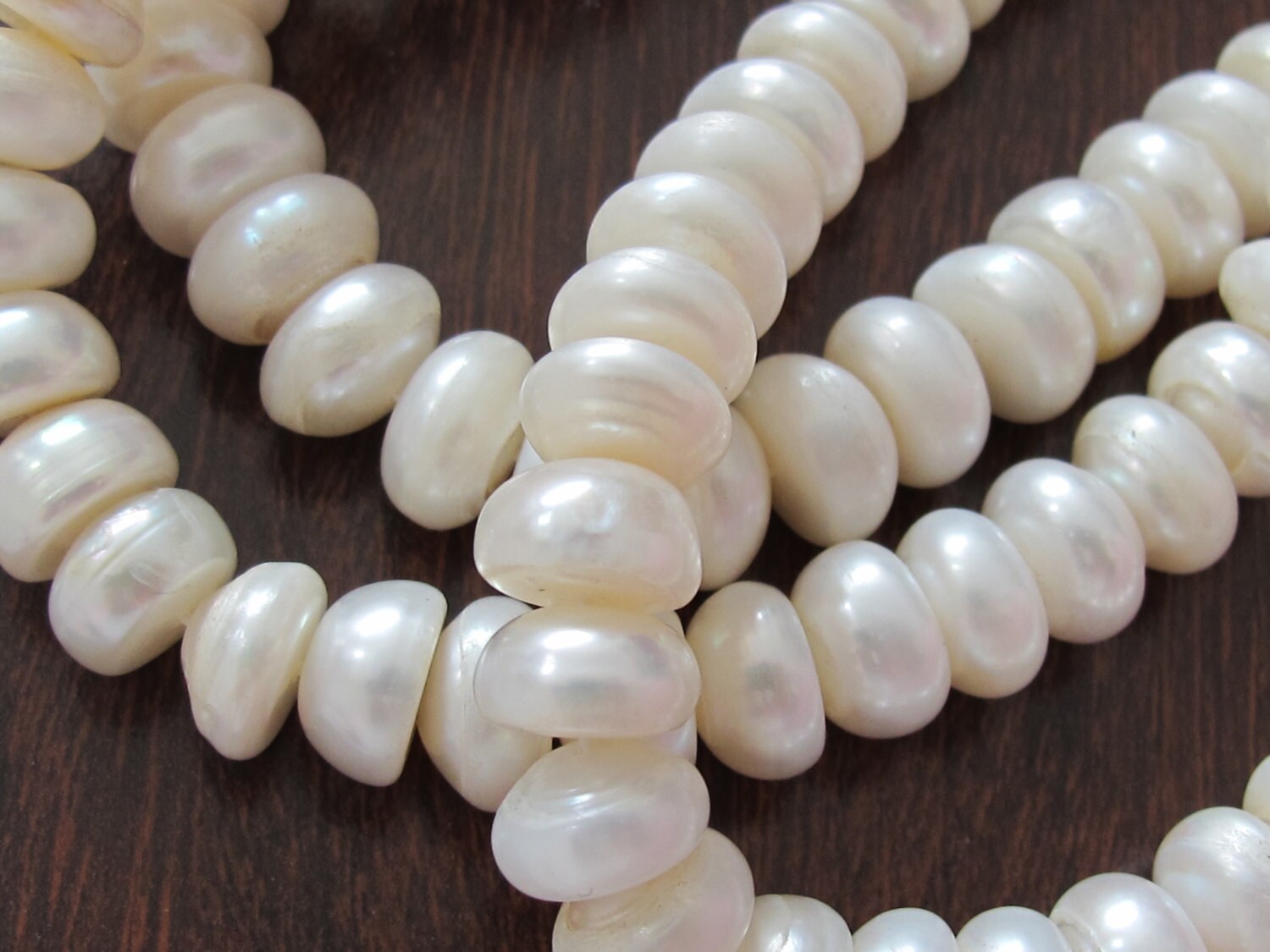 20 BEADS - Natural freshwater cultured cultured pearl rondelle shape beads - PL017
