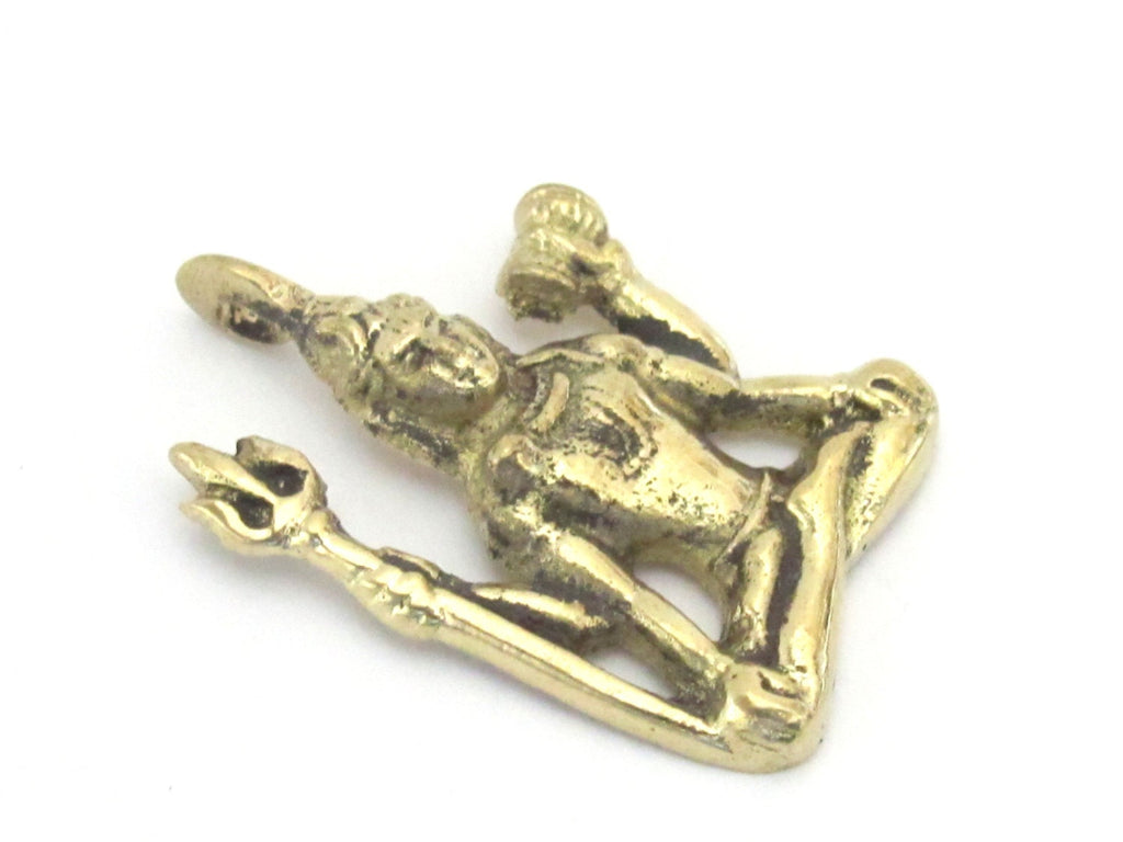 Hindu Lord Shiva seated with trident and dumru brass pendant - CP041 custom design copyright Nepalbeadshop