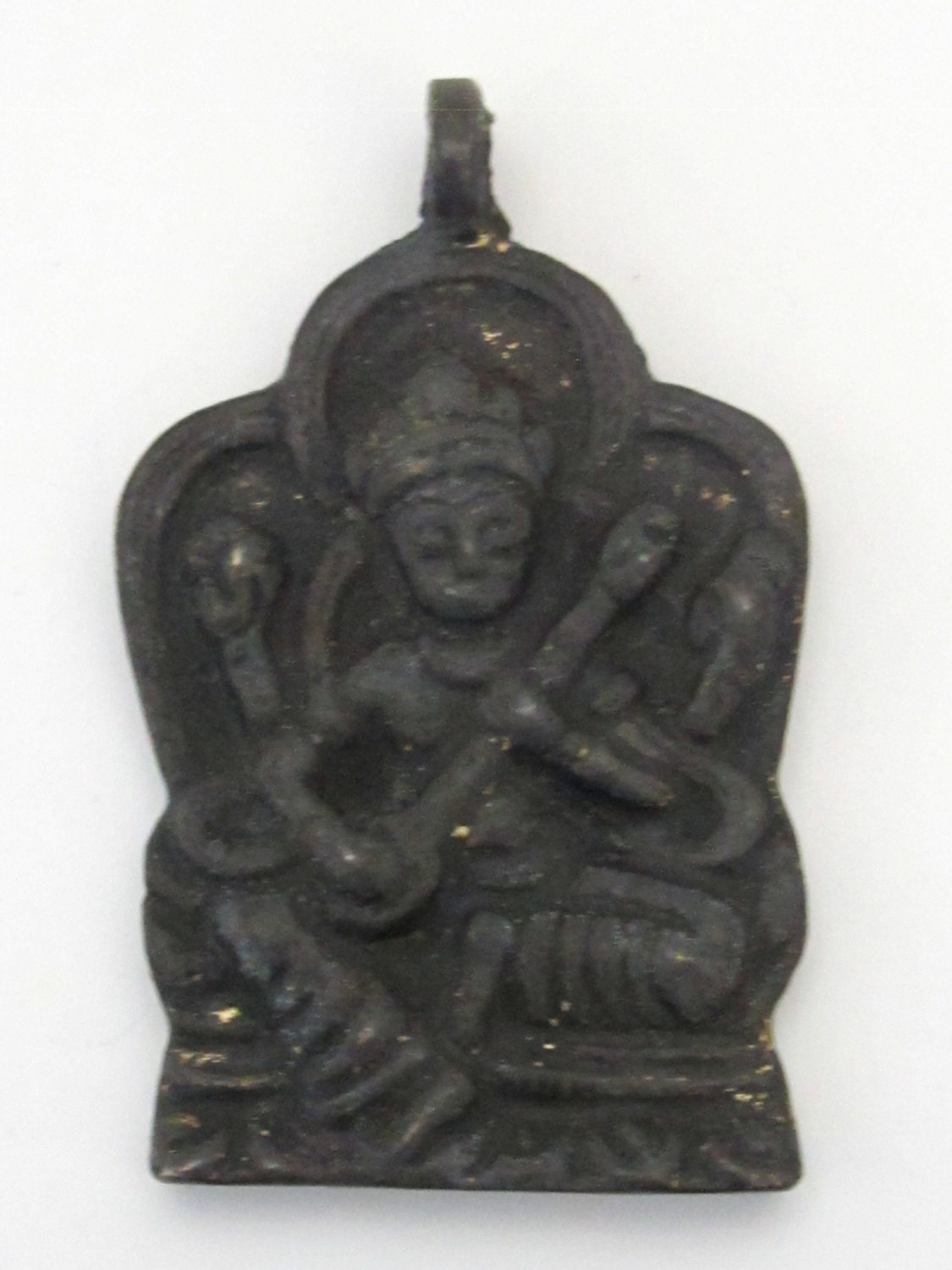 Old antiqued finish - Hindu Goddess Sarawati Maa Brass pendant - PM164E