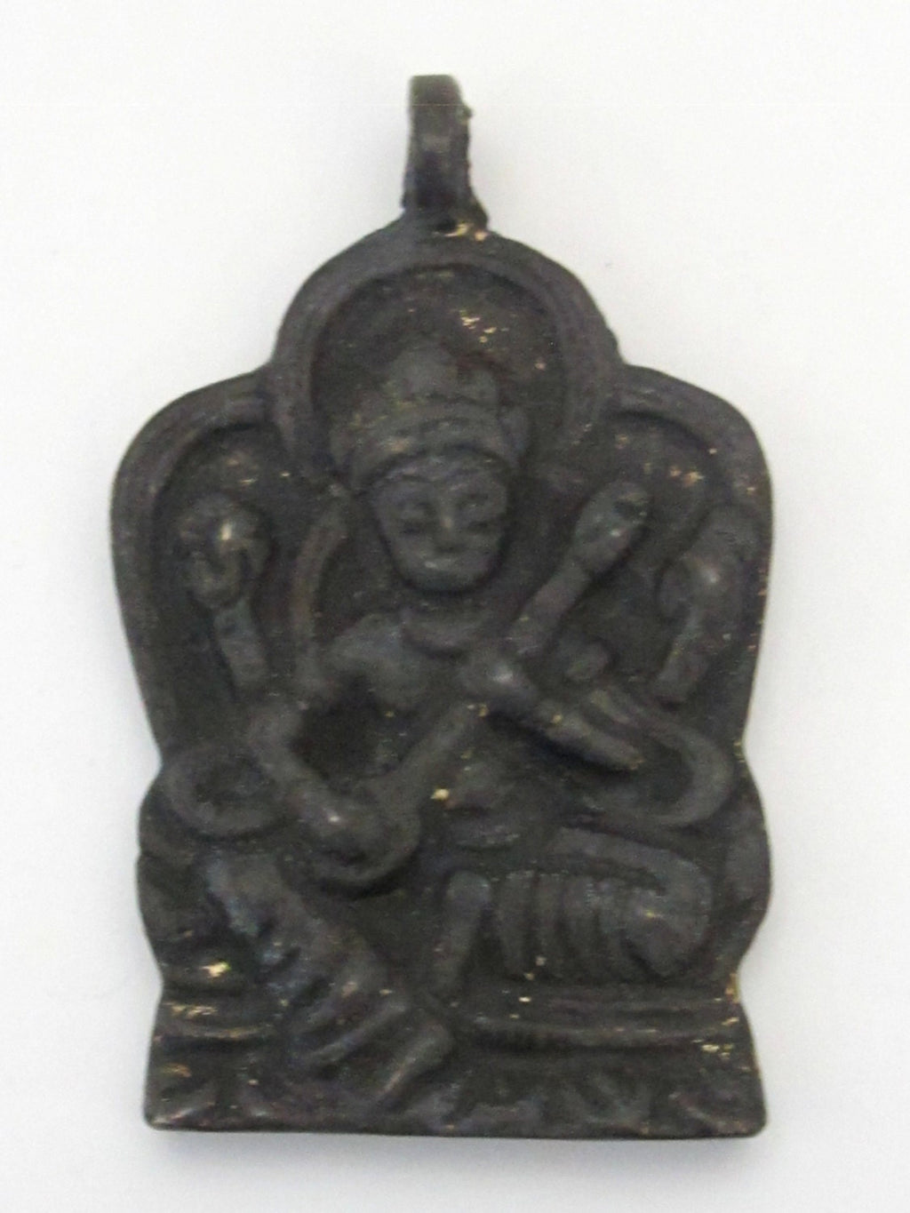 Old antiqued finish - Hindu Goddess Sarawati Maa Brass pendant - PM164E