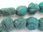 2 BEADS - Thick Tibetan turquoise nugget gemstone beads from Nepal - GM271