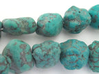 2 BEADS - Thick Tibetan turquoise nugget gemstone beads from Nepal - GM271