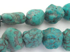 2 BEADS - Thick Tibetan turquoise nugget gemstone beads from Nepal - GM271
