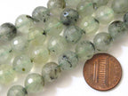 10 BEADS - Faceted Natural Prehnite gemstone beads 10 mm size green color - GM244A