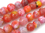 10 BEADS - Beautiful Salmon pink red orange dragon veins faceted Agate gemstone beads- GM276