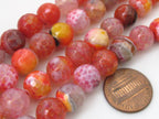 10 BEADS - Beautiful Salmon pink red orange dragon veins faceted Agate gemstone beads- GM276