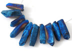 10 BEADS - Electrifying blue titanium quartz points - GM278