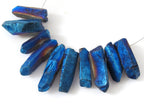 10 BEADS - Electrifying blue titanium quartz points - GM278