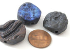 2 BEADS - Large 20 - 21 mm reversible Natural rough agate coin slab beads and facet cut smooth on reverse side - GM279