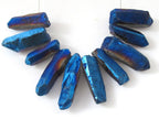10 BEADS - Electrifying blue titanium quartz points - GM278