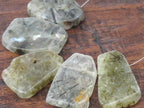 5 BEADS - Natural Prehnite gemstone freeform slab beads - GM280