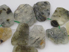 5 BEADS - Natural Prehnite gemstone freeform slab beads - GM280