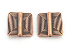 4 beads - Ethnic tribal Copper color finish metal beads concentric squares design - BD190