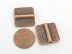 4 beads - Ethnic tribal Copper color finish metal beads concentric squares design - BD190