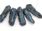10 beads freshwater Biwa pearl stick shape beads Peacock grey blue - PL021