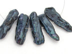 10 beads freshwater Biwa pearl stick shape beads Peacock grey blue - PL021