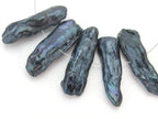 10 beads freshwater Biwa pearl stick shape beads Peacock grey blue - PL021