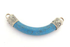 Tibetan Turquoise curve bar crescent moon shape pendant - 1 pendant - SP026L