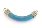 Tibetan Turquoise curve bar crescent moon shape pendant - 1 pendant - SP026L