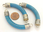Tibetan Turquoise curve bar crescent moon shape pendant - 1 pendant - SP026L