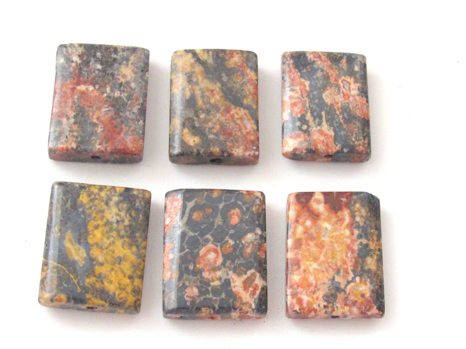 Gorgeous Jasper column shape tiles gemstone beads 20 mm - 4 beads - GM250