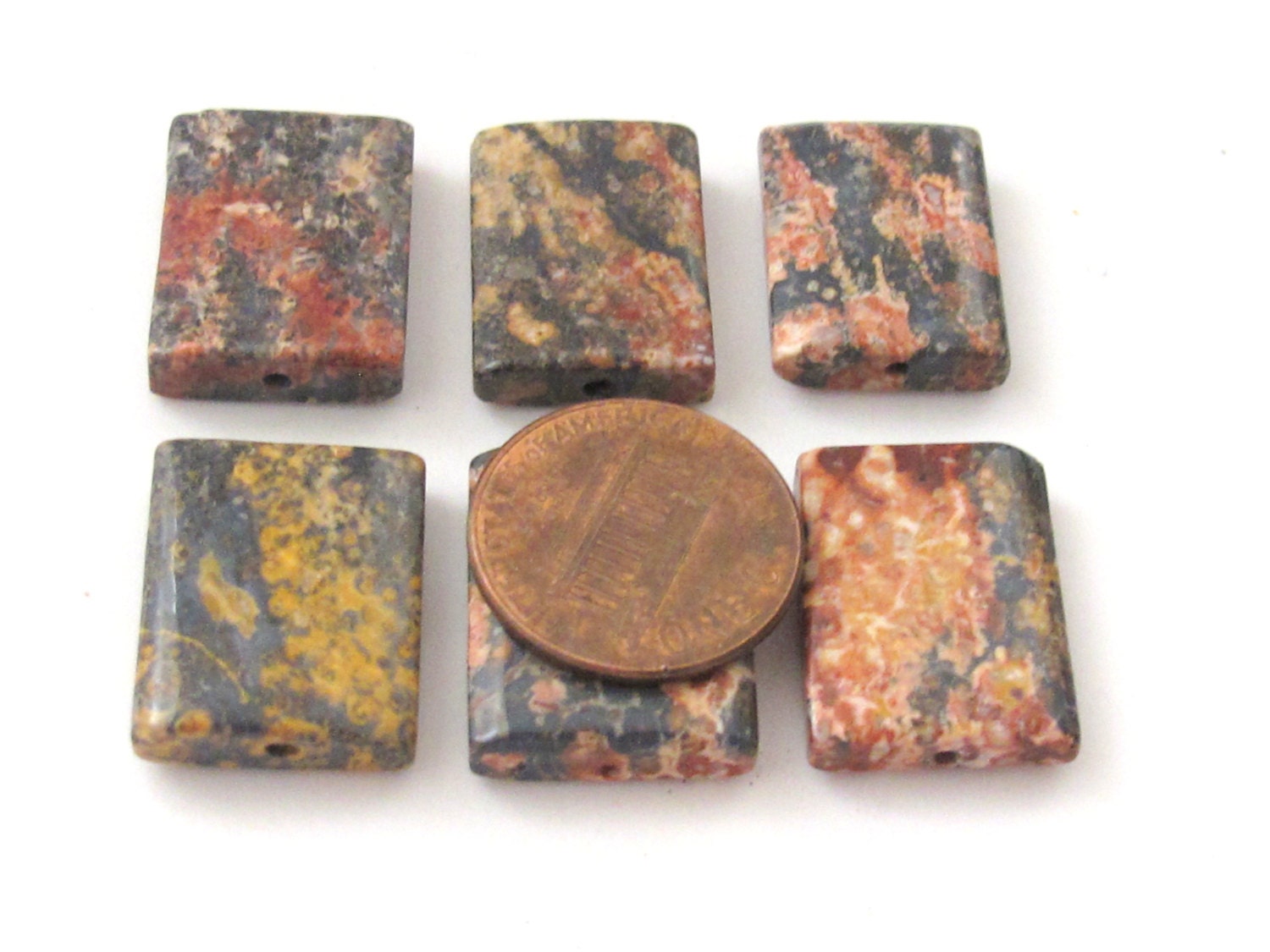 Gorgeous Jasper column shape tiles gemstone beads 20 mm - 4 beads - GM250