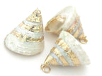 Gorgeous conical pearl Troca shell gold edged pendant - 1 piece - SP031A