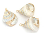 Small size conical pearl Troca shell gold edged pendant - 1 piece - SP031B