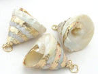 Small size conical pearl Troca shell gold edged pendant - 1 piece - SP031B