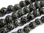 8 Beads-Ethnic carved Tibetan Jade gemstone beads - 8 mm size - GM003A